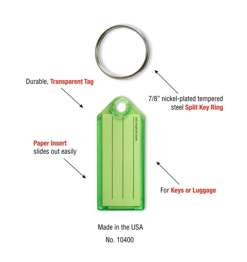 Lucky Line Key Tag with Split Ring; 100 Per Box; Assorted Colors (10400) - Image 5